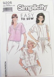 9205 SIMPLICITY CUTE PULLOVER CAP SLEEVE TOPS, LACE PATTERN 6-20 PTE - LARGE UNCUT